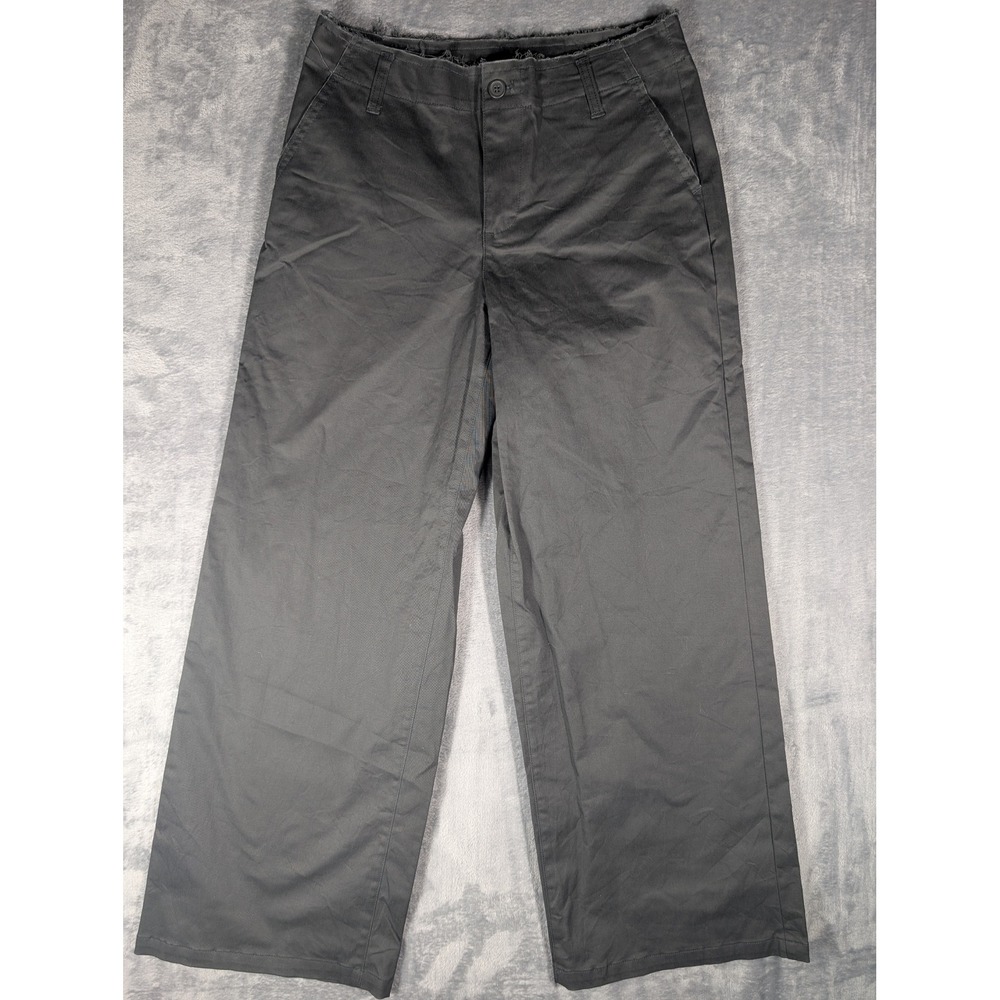 Wild Fable Black Wide Leg Raw Hem High Rise Cotton Trousers Women's Size Small